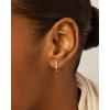 PAVOI 18K Gold Plated 925 Sterling Silver Posts Cubic Zirconia Half Huggie Earrings | Small Hoop Earrings for Women | Constellation Baguette CZ Dainty Stud Cuff Earring(White Gold)
