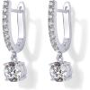PAVOI Dangle Earrings for Women – 14K Gold Plated Dainty Dangle Hoop Earrings with 925 Sterling Silver Posts with CZ – Bridal Small Huggie Hoop Drop Trendy Fashion Jewelry(White Gold)