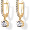 PAVOI Dangle Earrings for Women – 14K Gold Plated Dainty Dangle Hoop Earrings with 925 Sterling Silver Posts with CZ – Bridal Small Huggie Hoop Drop Trendy Fashion Jewelry(Yellow Gold)