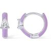 PAVOI 14K Gold Plated 925 Sterling Silver Post Earrings for Women – Colored Enamel Cubic Zirconia Huggie Hoop Earrings – Blue Pink Purple White Jewelry(White Gold – Purple Enamel)