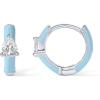 PAVOI 14K Gold Plated 925 Sterling Silver Post Earrings for Women – Colored Enamel Cubic Zirconia Huggie Hoop Earrings – Blue Pink Purple White Jewelry(White Gold – Blue Enamel)