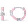 PAVOI 14K Gold Plated 925 Sterling Silver Post Earrings for Women – Colored Enamel Cubic Zirconia Huggie Hoop Earrings – Blue Pink Purple White Jewelry(White Gold – Pink Enamel)