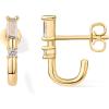 PAVOI 18K Gold Plated 925 Sterling Silver Posts Cubic Zirconia Half Huggie Earrings | Small Hoop Earrings for Women | Constellation Baguette CZ Dainty Stud Cuff Earring(Yellow Gold)