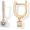 PAVOI Dangle Earrings for Women – 14K Gold Plated Dainty Dangle Hoop Earrings with 925 Sterling Silver Posts with CZ – Bridal Small Huggie Hoop Drop Trendy Fashion Jewelry(Yellow Gold)