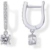 PAVOI Dangle Earrings for Women – 14K Gold Plated Dainty Dangle Hoop Earrings with 925 Sterling Silver Posts with CZ – Bridal Small Huggie Hoop Drop Trendy Fashion Jewelry(White Gold)