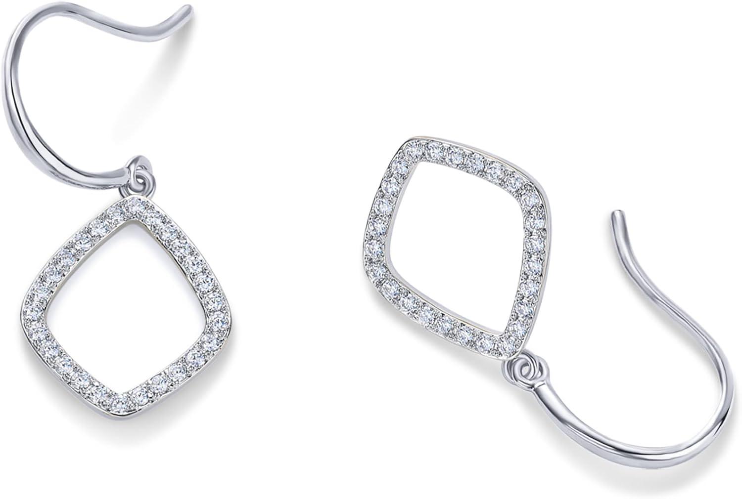 image:imagePAVOI 14K Gold Plated Teardrop DiamondShaped Dangle Earrings for Women with Cubic Zirconia Geometric Earring PairWhite Gold