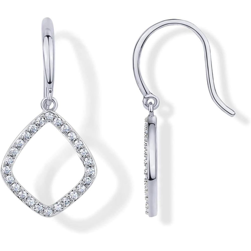 image:imagePAVOI 14K Gold Plated Teardrop DiamondShaped Dangle Earrings for Women with Cubic Zirconia Geometric Earring PairWhite Gold