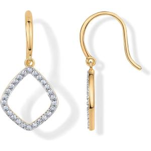 PAVOI 14K Gold Plated Teardrop Diamond-Shaped Dangle Earrings for Women with Cubic Zirconia | Geometric Earring Pair(Yellow Gold)