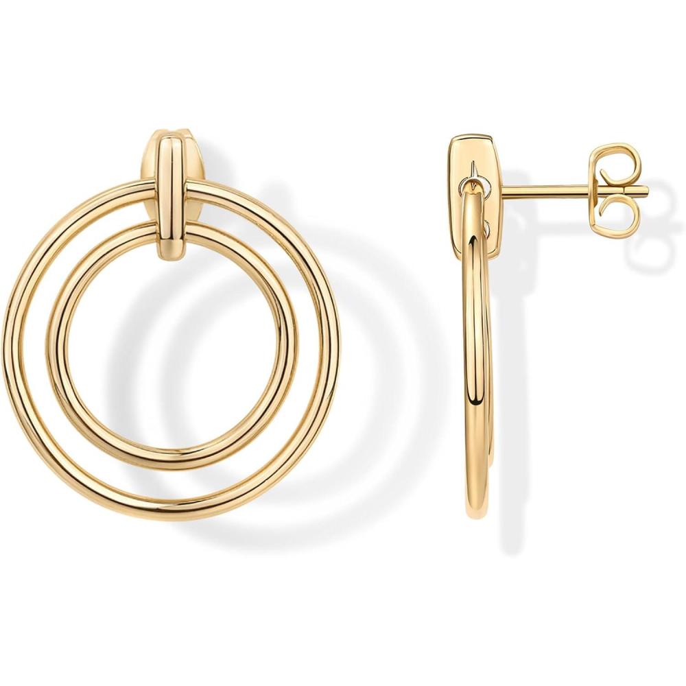 image:imagePAVOI 18K Gold Plated Statement Door Knockers Stud Earrings for Women Interlock Ring Dangle EarringsYellow Gold