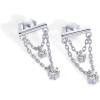 PAVOI 14K Gold Plated 925 Sterling Silver Posts Bar Drape Chain Earrings for Women – Cubic Zirconia Chain Dangle Studs – Drop Dangle Earrings(White Gold)