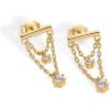 PAVOI 14K Gold Plated 925 Sterling Silver Posts Bar Drape Chain Earrings for Women – Cubic Zirconia Chain Dangle Studs – Drop Dangle Earrings(Yellow Gold)