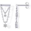PAVOI 14K Gold Plated 925 Sterling Silver Posts Bar Drape Chain Earrings for Women – Cubic Zirconia Chain Dangle Studs – Drop Dangle Earrings(White Gold)