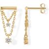 PAVOI 14K Gold Plated 925 Sterling Silver Posts Bar Drape Chain Earrings for Women – Cubic Zirconia Chain Dangle Studs – Drop Dangle Earrings(Yellow Gold)
