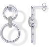 PAVOI 14K Gold Plated Chunky Triple Hoop Stud Earrings for Women | Cubic Zirconia Chunky Studs | CZ Drop Dangle Earrings(White Gold)