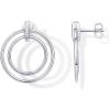 PAVOI 18K Gold Plated Statement Door Knockers Stud Earrings for Women | Interlock Ring Dangle Earrings(White Gold)