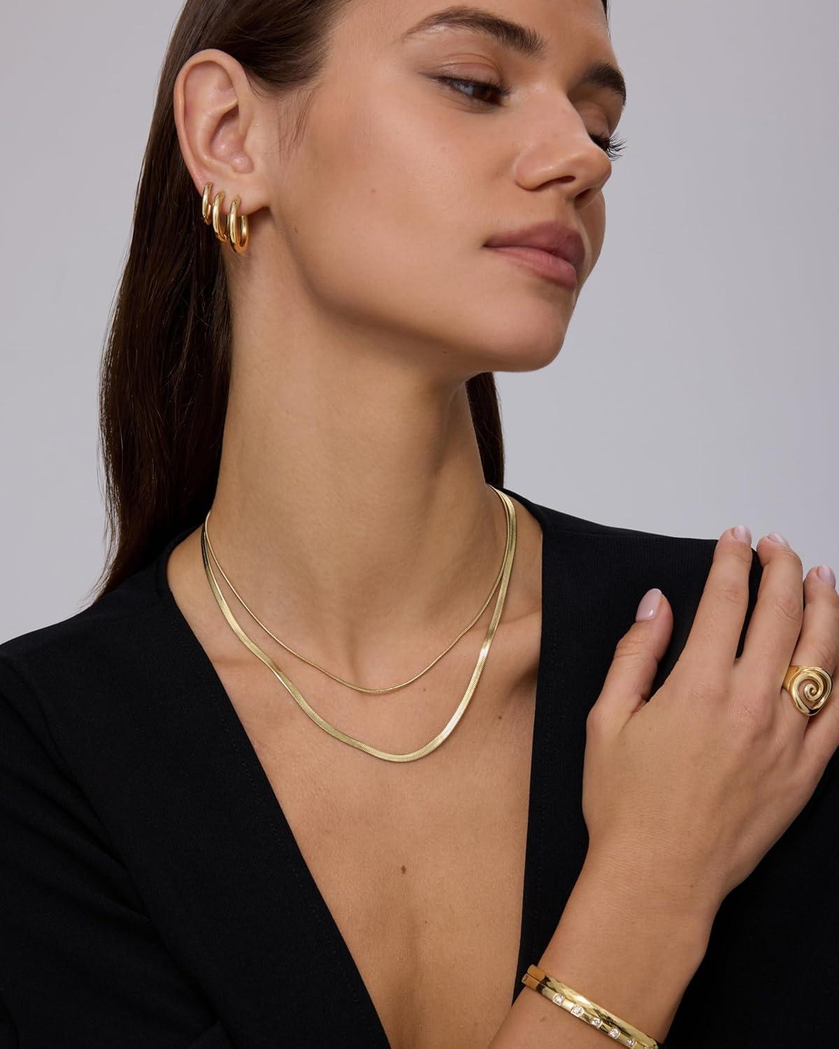 image:imagePAVOI Waterproof Hoop Earrings Set for Women Stainless Steel MultiPack with Cubic Zirconia Small amp Chunky Huggie Thin Hoops Oval Styles Trendy Fashion Piercing JewelryWhite Gold