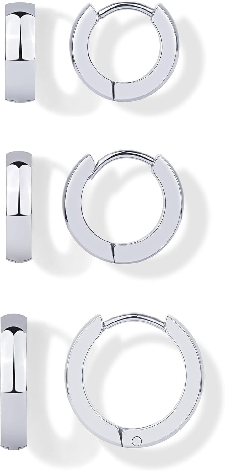 image:imagePAVOI Waterproof Hoop Earrings Set for Women Stainless Steel MultiPack with Cubic Zirconia Small amp Chunky Huggie Thin Hoops Oval Styles Trendy Fashion Piercing JewelryWhite Gold