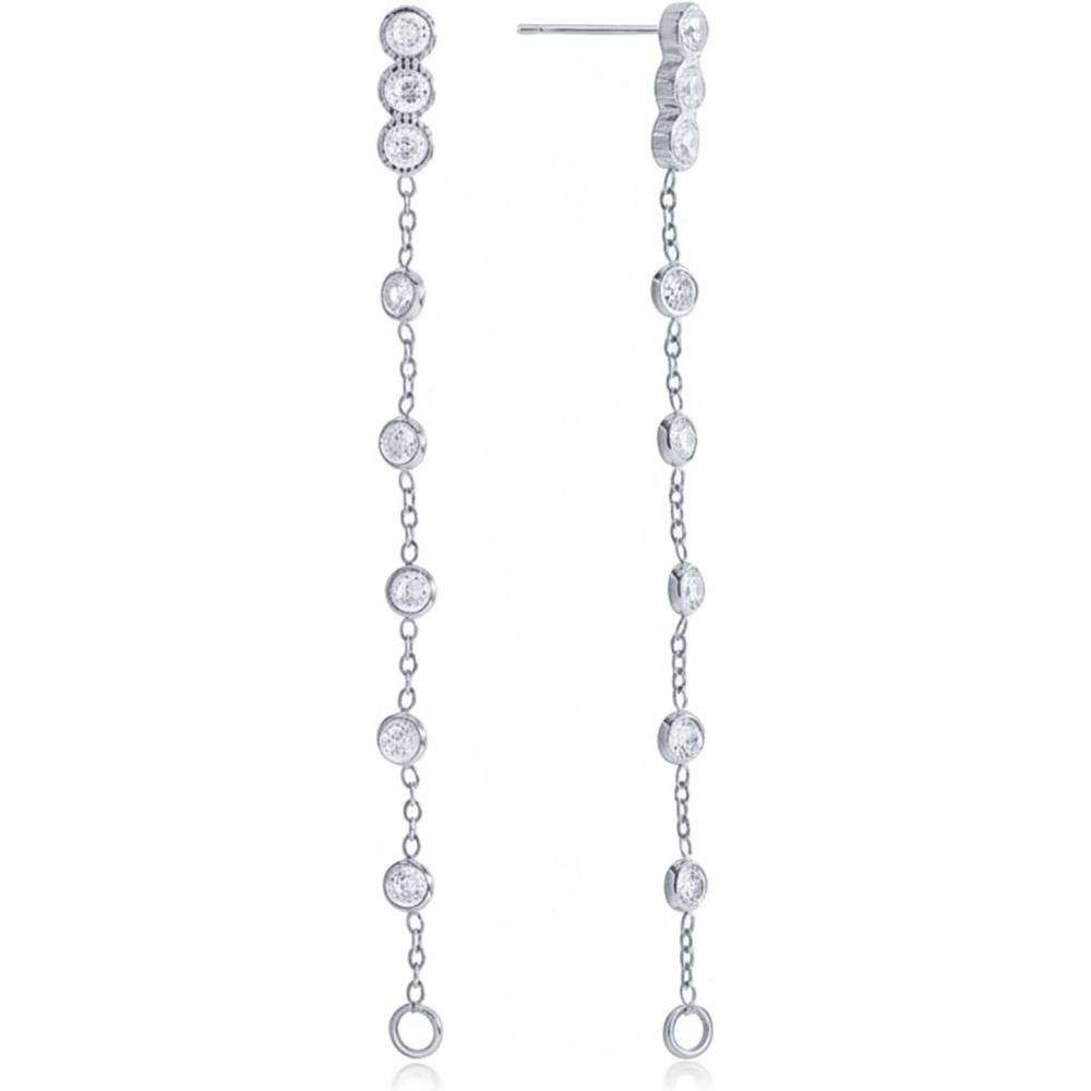 image:imagePAVOI Waterproof Dangle Earrings for Women 14K Gold Plated Long Drop Earrings with Cubic Zirconia Stainless Steel Elegant Linear Dangling Jewelry GiftsWhite Gold