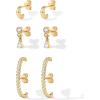 PAVOI 14K Gold Plated 925 Sterling Silver Posts Multi Pack Earscape Statement Earrings for Women – Set of Three Minimalist Suspender Ear Cuff Huggie Stud Dangle Earrings Piercings(Yellow Gold)