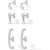 PAVOI 14K Gold Plated 925 Sterling Silver Posts Multi Pack Earscape Statement Earrings for Women – Set of Three Minimalist Suspender Ear Cuff Huggie Stud Dangle Earrings Piercings(White Gold)