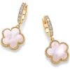 PAVOI 14K Gold Plated Clover Earrings for Women – Clover Stud Earrings Mother of Pearl & Onyx Gemstone – Lucky Flower Design Huggie Hoop Trendy Jewelry(Yellow Gold)