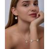 PAVOI 14K Gold Plated Clover Earrings for Women – Clover Stud Earrings Mother of Pearl & Onyx Gemstone – Lucky Flower Design Huggie Hoop Trendy Jewelry(White Gold)