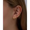 PAVOI 14K Gold Plated Stud Earrings for Women – Minimalist Gold Huggie Hoop Earrings with Round Cubic Zirconia – Hypoallergenic Dainty Trendy Jewelry(White Gold)