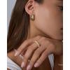PAVOI Waterproof Gold Hoop Earrings for Women – Rhodium Plated Chunky Huggie Hoop Earrings with Cubic Zirconia Starburst – Stainless Steel Trendy Summer Fashion Jewelry – White(White Gold)