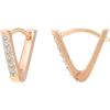 PAVOI 14K Gold Plated 925 Sterling Silver Post V-Shaped Huggie Earrings – Cubic Zirconia Studded Small Hoop Earrings for Women in Rose, White and Yellow Gold(Rose Gold)