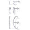 PAVOI 14K Gold Plated 925 Sterling Silver Posts Multi Pack Earscape Statement Earrings for Women – Set of Three Minimalist Suspender Ear Cuff Huggie Stud Dangle Earrings Piercings(White Gold)