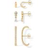 PAVOI 14K Gold Plated 925 Sterling Silver Posts Multi Pack Earscape Statement Earrings for Women – Set of Three Minimalist Suspender Ear Cuff Huggie Stud Dangle Earrings Piercings(Yellow Gold)
