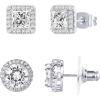 PAVOI Rhodium Flash Plated Halo Stud Earrings for Women – Elegant Cubic Zirconia Earrings – 925 Sterling Silver Posts Hypoallergenic Studs
