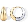 PAVOI Waterproof Reversible Chunky Hoop Earrings with Mixed Metals – 14K Gold Plated Thick Two Tone Hoop Earrings Two Ways – Stainless Steel Hypoallergenic Statement Jewelry – 12mm(12 Millimeters)