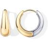 PAVOI Waterproof Reversible Chunky Hoop Earrings with Mixed Metals – 14K Gold Plated Thick Two Tone Hoop Earrings Two Ways – Stainless Steel Hypoallergenic Statement Jewelry – 12mm(18 Millimeters)