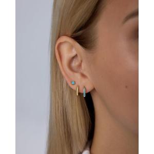 PAVOI 14K Gold Plated Set of 3 Stud and Hoop Turquiose Earrings for Women – Yellow Gold