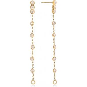 PAVOI Waterproof Dangle Earrings for Women – 14K Gold Plated Long Drop Earrings with Cubic Zirconia – Stainless Steel Elegant Linear Dangling Jewelry Gifts(Yellow Gold)