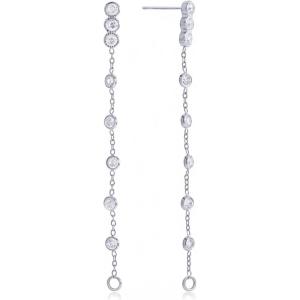 PAVOI Waterproof Dangle Earrings for Women – 14K Gold Plated Long Drop Earrings with Cubic Zirconia – Stainless Steel Elegant Linear Dangling Jewelry Gifts(White Gold)