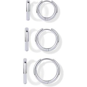 PAVOI Waterproof Hoop Earrings Set for Women – Stainless Steel Multi-Pack with Cubic Zirconia – Small & Chunky Huggie, Thin Hoops, Oval Styles – Trendy Fashion Piercing Jewelry(White Gold)