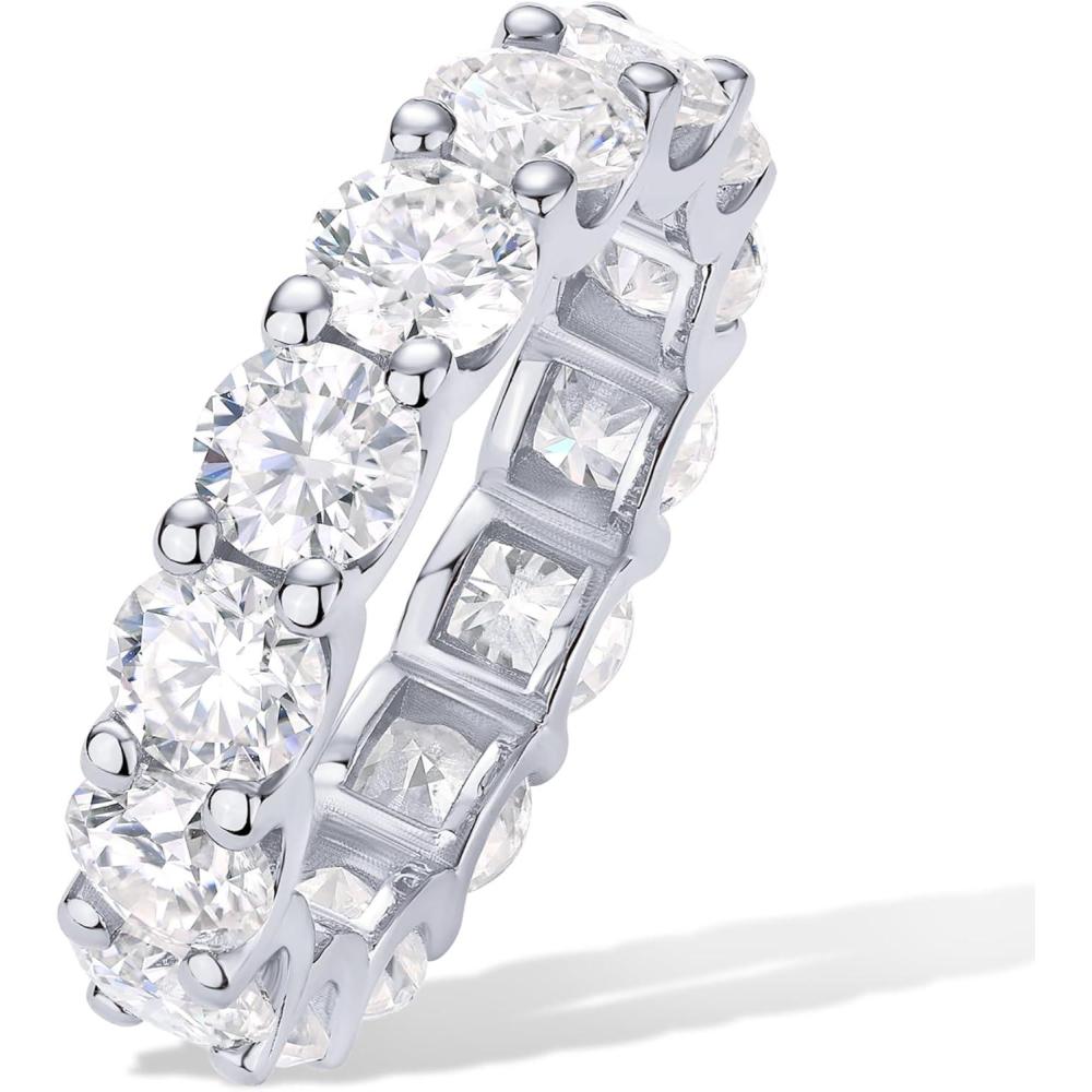 image:imagePAVOI 14K Gold Plated Eternity Ring for Women Statement Eternity Band Rings with Round Cubic Zirconia Stackable Wedding Band Love Engagement Trendy Bridal JewelryWhite Gold