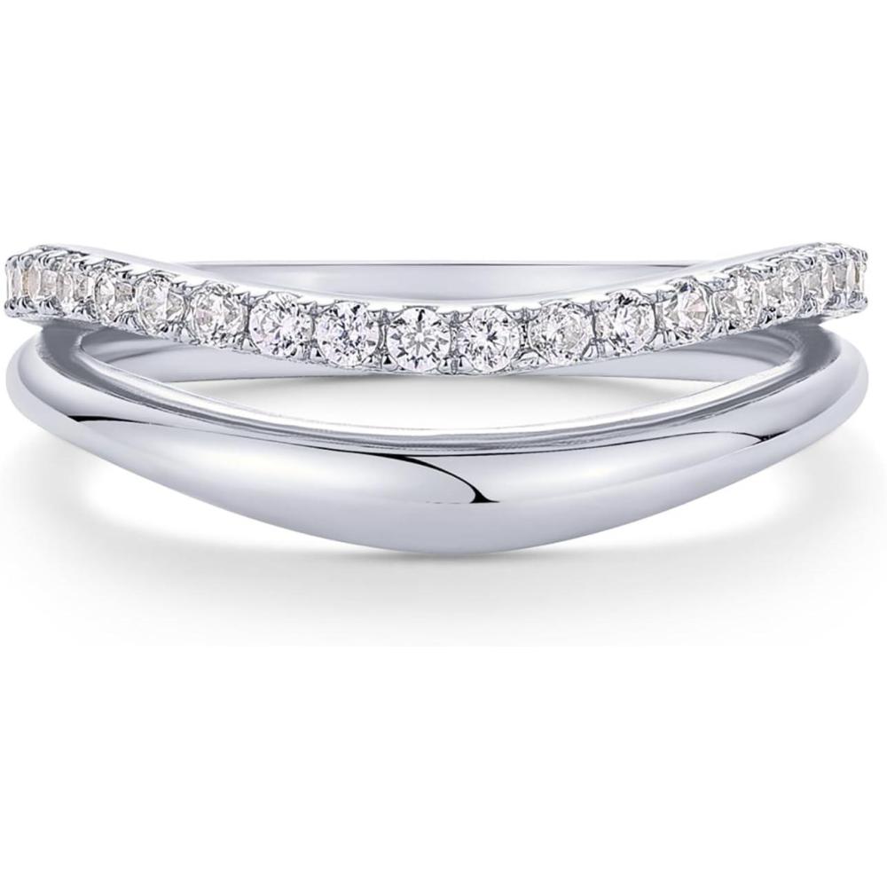 image:imagePAVOI 14K Gold Plated Wavy Split Ring Wave Gold Stackable Rings for Women with Cubic Zirconia Dainty Wedding Band Trendy Bridal Fashion JewelryWhite Gold