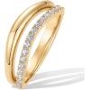 PAVOI 14K Gold Plated Wavy Split Ring – Wave Gold Stackable Rings for Women with Cubic Zirconia – Dainty Wedding Band – Trendy Bridal Fashion Jewelry(Yellow Gold)