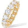 PAVOI 14K Gold Plated Eternity Ring for Women – Statement Eternity Band Rings with Round Cubic Zirconia – Stackable Wedding Band – Love Engagement Trendy Bridal Jewelry(Yellow Gold)
