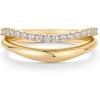 PAVOI 14K Gold Plated Wavy Split Ring – Wave Gold Stackable Rings for Women with Cubic Zirconia – Dainty Wedding Band – Trendy Bridal Fashion Jewelry(Yellow Gold)