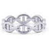 PAVOI Waterproof Link Ring – 14K Gold Plated Link Chain Ring for Women – Stackable Stainless Steel Thin Trendy Jewelry(White Gold)