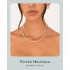 PAVOI 14K Yellow Gold Plated 3mm Simulated Diamond Tennis Necklace – Chunky Long Necklace for Women – Size 15″