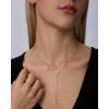 PAVOI Waterproof Lariat Long Necklaces for Women -14K Gold Plated Y Chain Lariat Necklace with Cubic Zirconia – Stainless Steel Drop Chain Trendy Jewelry