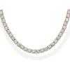 PAVOI 14K Yellow Gold Plated 3mm Simulated Diamond Tennis Necklace – Chunky Long Necklace for Women – Size 15″