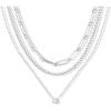 PAVOI Waterproof Layered Necklaces for Women – 14K Gold Plated Multi Layered Chain and Pendant with Cubic Zirconia – Stainless Steel Trendy Gold Necklace Stack(White Gold)