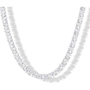 PAVOI 14K Gold Plated Pear Cubic Zirconia Tennis Necklace for Women – Tennis Chain Necklace – Sizes 15″ and 18″(White Gold)