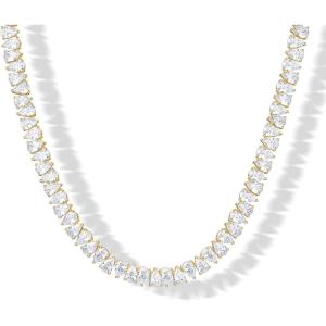 PAVOI 14K Gold Plated Pear Cubic Zirconia Tennis Necklace for Women – Tennis Chain Necklace – Sizes 15″ and 18″(Yellow Gold)